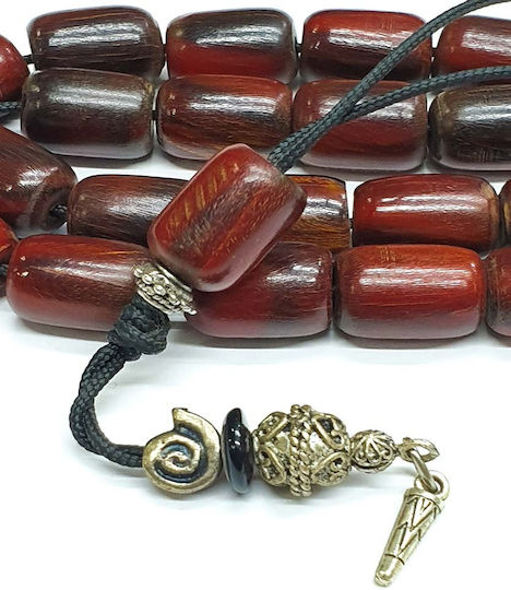 Roloi Komboloi Horn Worry Beads with 19 Beads Burgundy 34cm