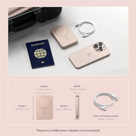 Satechi OntheGo Qi2 MagSafe Power Bank 10000mAh 15W Ροζ