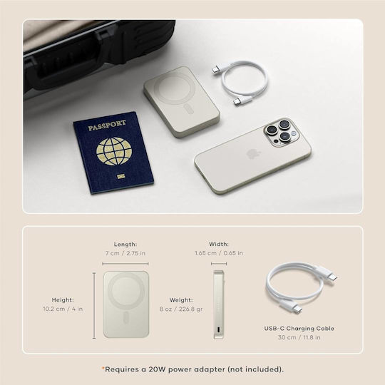 Satechi OntheGo Qi2 MagSafe Power Bank 10000mAh 15W Beige