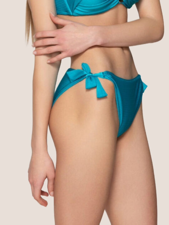Bikini Slip mit Schnürchen Türkis