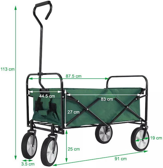 Coș De Gunoi Și Pliabil Căruță De Grădină Metalică 70lt 113cm