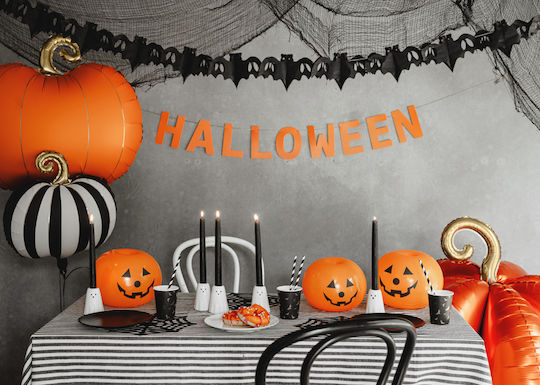 Σετ 5 Μπαλόνια Halloween Latex Πορτοκαλί με Led