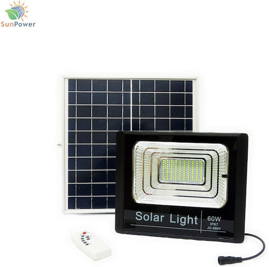 Στεγανός Ηλιακός Προβολέας LED 60W με Τηλεχειριστήριο IP67