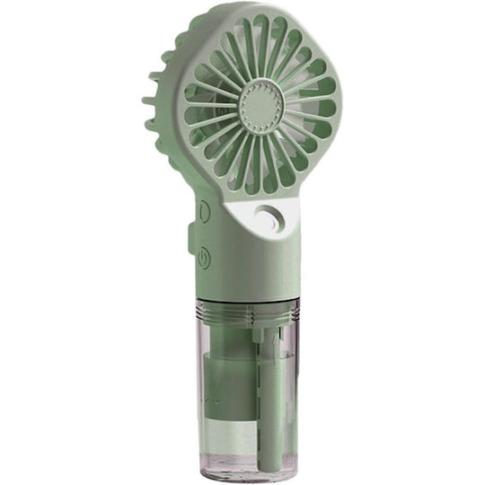 Tragbarer Handgehaltener Ventilator mit Wassernebelsystem 4 Geschwindigkeitsstufen Ideal für Reisen Kunststoff Grün