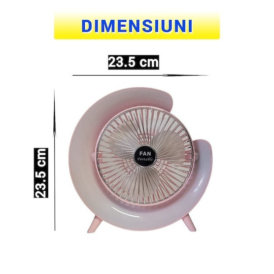 Mini Desk Fan Multicolor Led Lighting Usb Charging 180° Adjustment 3 Operating Speeds Ambient Lights White