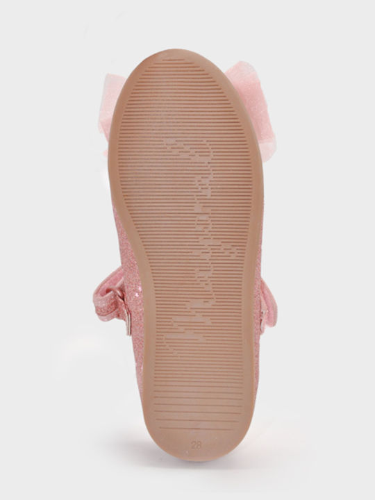 Kids Anatomic Leather Ballerinas with Hoop & Loop Closure Pink
