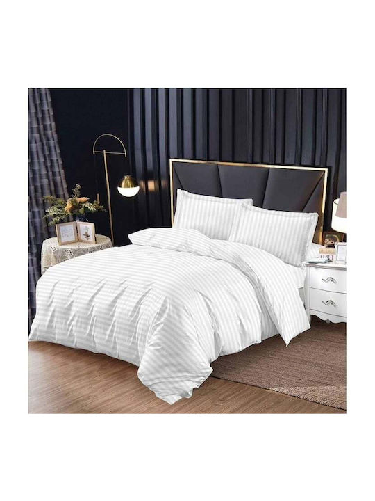 Duvet Cover Set Queen with 2 Pillowcases & 1 Sheet 230x250 White