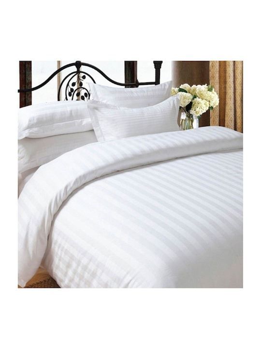 Duvet Cover Set Queen with 2 Pillowcases & 1 Sheet 230x250 White