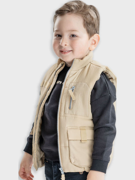 Kids' Quilted Jacket Sleeveless Khaki
