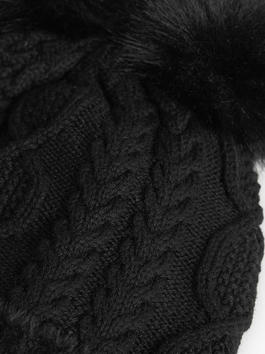 Kinder Mütze Gestrickt Schwarz