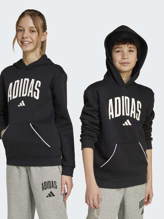 Kids Sweatshirt with Hood and Pockets Black Essentials