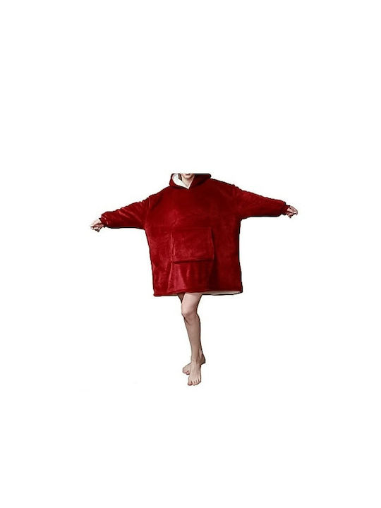 Κουβέρτα Βελουτέ με Μανίκια 80x100εκ. Red/white