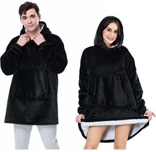 Pătură Polar Fleece Cu Mâneci 90x75cm Neagră