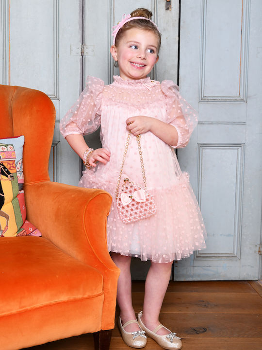 Mädchenkleid Langärmelig Tüll Rosa