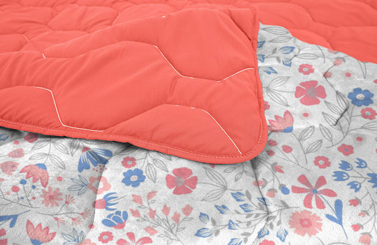 Alcam Πάπλωμα Ημίδιπλο με Γέμιση Microfiber 180x200εκ. Paradise Κοραλί 250 GSM