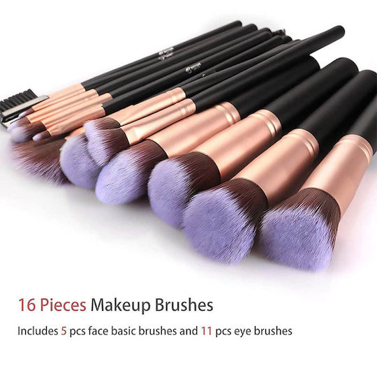 Bestope Professional Makeup Brush Set for Eye Shadow with Synthetic Bristle 16 Pieces