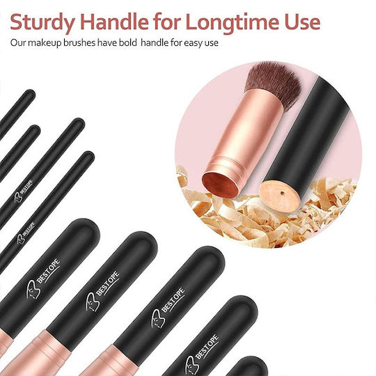Bestope Professional Makeup Brush Set for Eye Shadow with Synthetic Bristle 16 Pieces