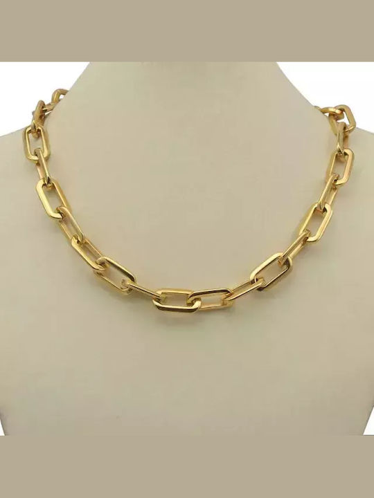 Art Chain Neck made of Steel Gold-plated Wide Thickness 9.5mm