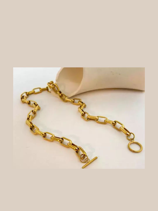 Art Chain Neck made of Steel Gold-plated Wide Thickness 9.5mm