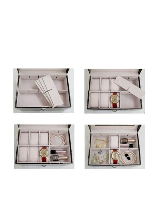 Storage Box Watches 12 Compartments Detachable Soft Cushions Made Eco Leather Black Cream