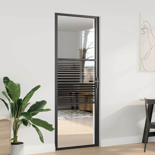 Vidaxl Ușă de Interior Neagră 76 X 201.5 Cm Sticlă Temperată Aluminiu