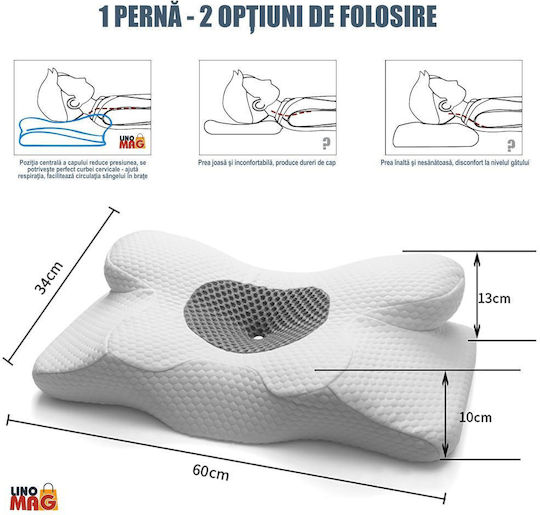 Linomag Pernă cu Memory Foam 34x60x13cm în culoare Alb