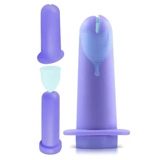 Aplicator Pentru Cupă Menstruală Linovit Silicon Medical Reutilizabil Ușor de Folosit Compatibil cu Lubrifiant Design Compact Igienic Mov