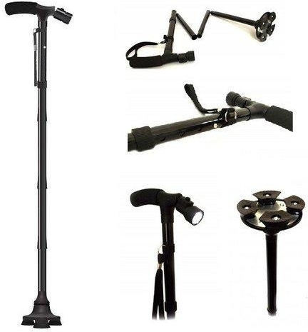 Faltbarer Teleskop-Gehstock mit Taschenlampe Stabilisator Pivots Foxmag24