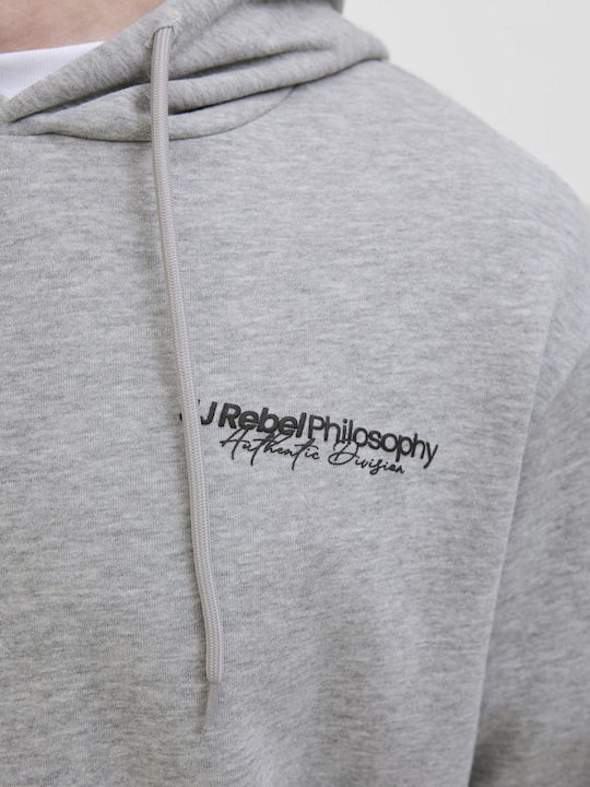 Φούτερ με Κουκούλα Light Grey Melange