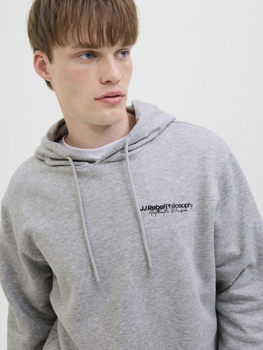 Φούτερ με Κουκούλα Light Grey Melange