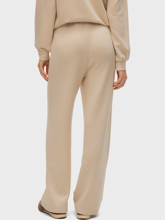 Women's High-waisted Fabric Trousers Wide Line Pumice Stone