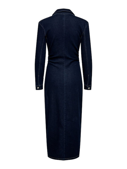 Caitlin Midi Shirt Dress Denim Dark Blue Denim