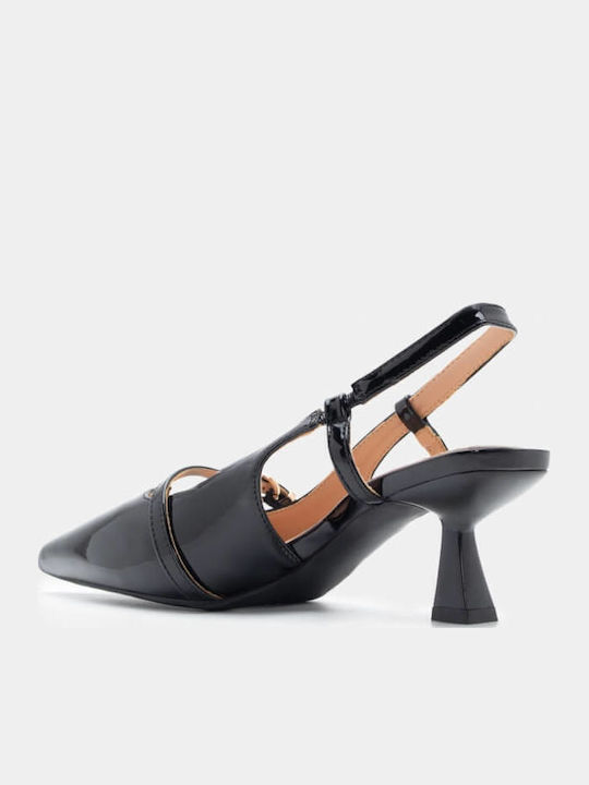 Pointed Toe Black Heels with Strap