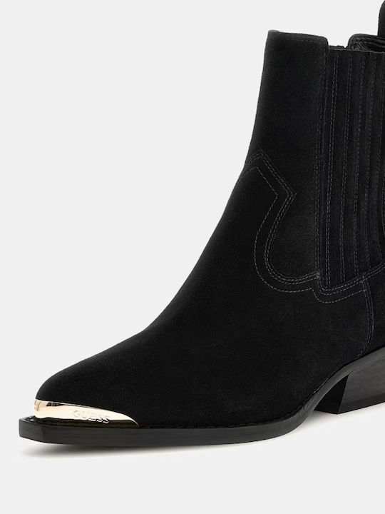 Suede Γυναικεία Μποτάκια Cowboy Μαύρα