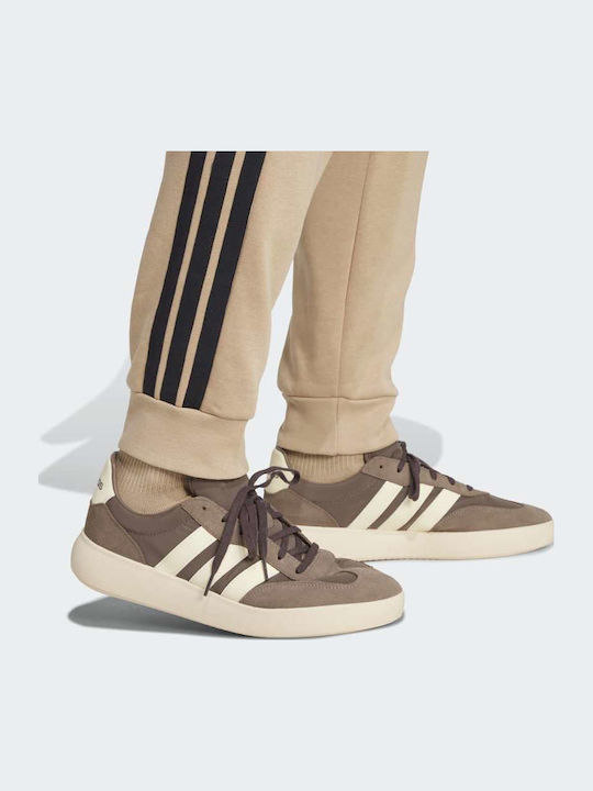 Essentials 3-stripes Παντελόνι Φόρμας με Λάστιχο Sandy Brown, Black