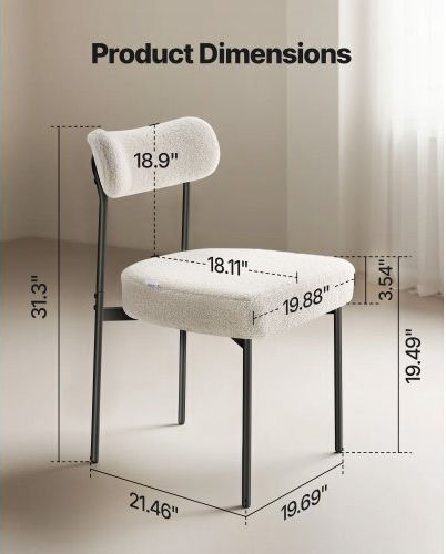 Dining Room Fabric Chair White 2pcs