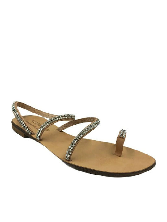 Women's Flat Sandals in Beige Color