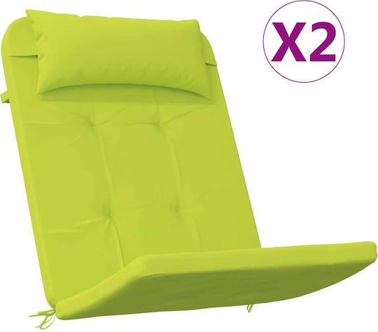 vidaXL Garden Chair Cushion with Backrest Bright Green 2pcs 58x77cm