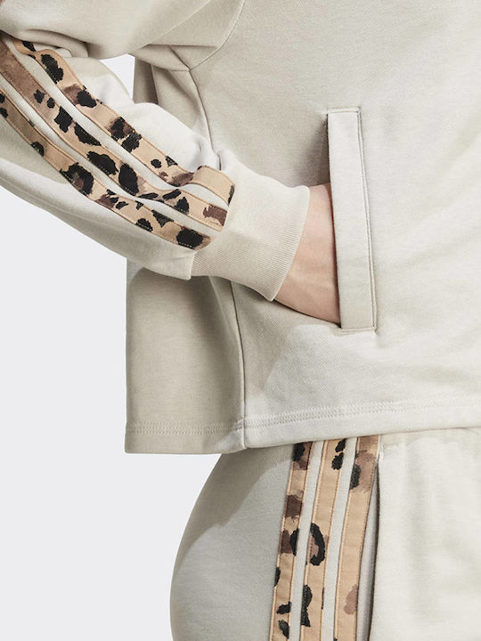 Women's Sweatshirt Jacket Hooded Ecru