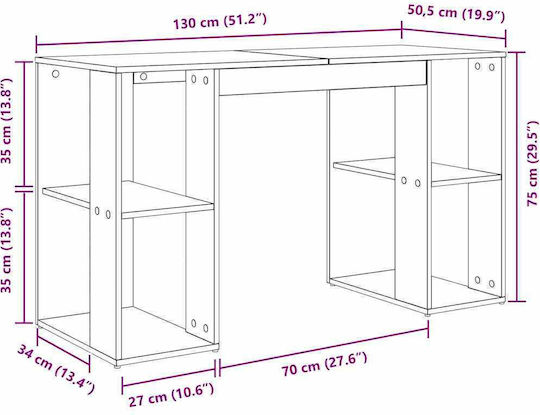 Schreibtisch Holz Smoked Oak 130x50.5x75cm