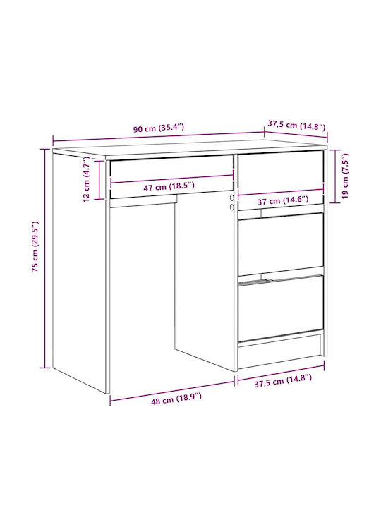 Computer Büro Holz Walnut 90x37.5x75cm