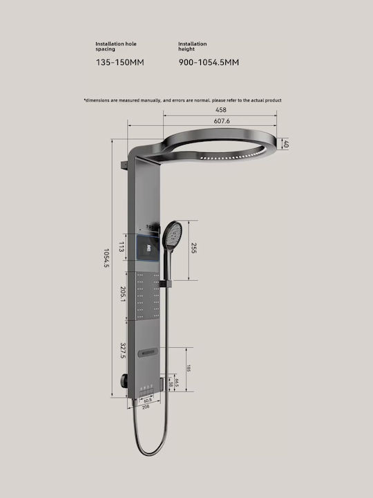 Naron Στήλη Υδρομασάζ 113cm Γκρι
