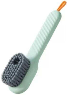Shoe Cleaning Brush Detergent Container Detergent Dosing Button Very Soft Plastic Bristles Green