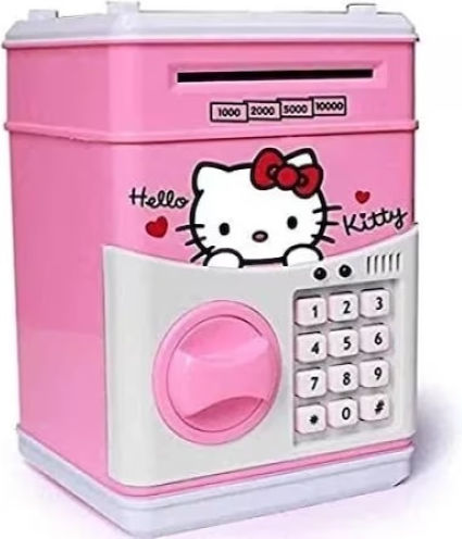 Детски Касичка Hello Kitty С АТМ Функция Сейф С Пин Код Розова Бяла