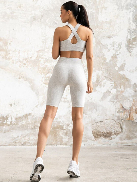 Training Γυναικείο Ποδηλατικό Κολάν Ψηλόμεσο & Push Up Gray Breeze