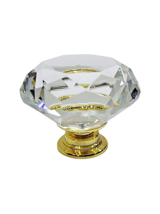 ACM Knob Furniture made of Metallic & Zamak & Crystal Gold-glossy 12022-000-ORO1 1pcs