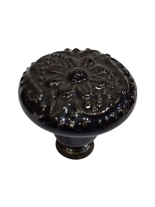 Premier Antique Knob Furniture made of Zamak & Porcelain & Metallic Black 35mm (Center Distance 35mm) 11949-000-ARG1 1pcs