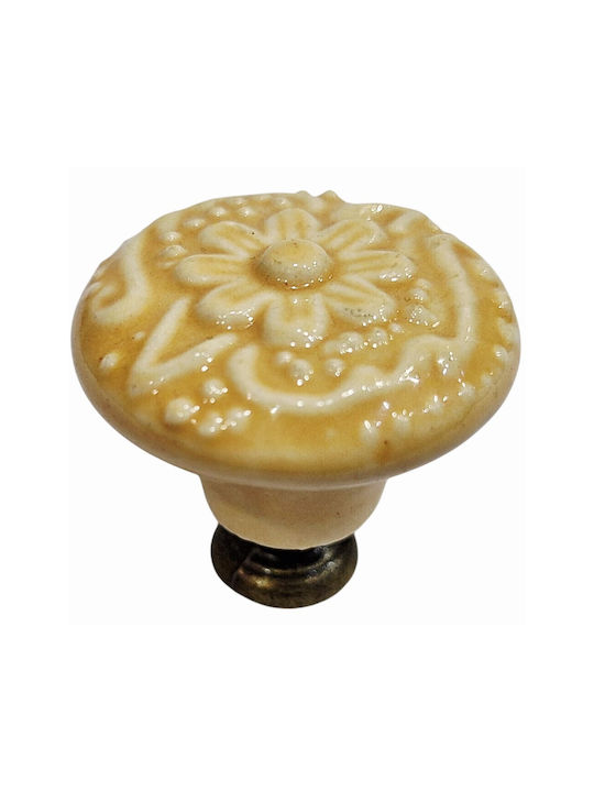 Premier Antique Knob Furniture made of Zamak & Porcelain & Metallic Yellow 35mm (Center Distance 35mm) 11950-000-ARG1 1pcs