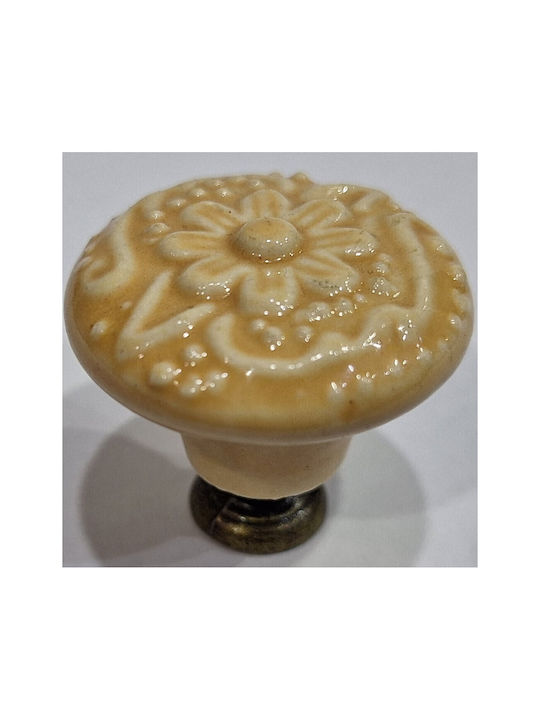 Premier Antique Knob Furniture made of Zamak & Porcelain & Metallic Yellow 35mm (Center Distance 35mm) 11950-000-ARG1 1pcs