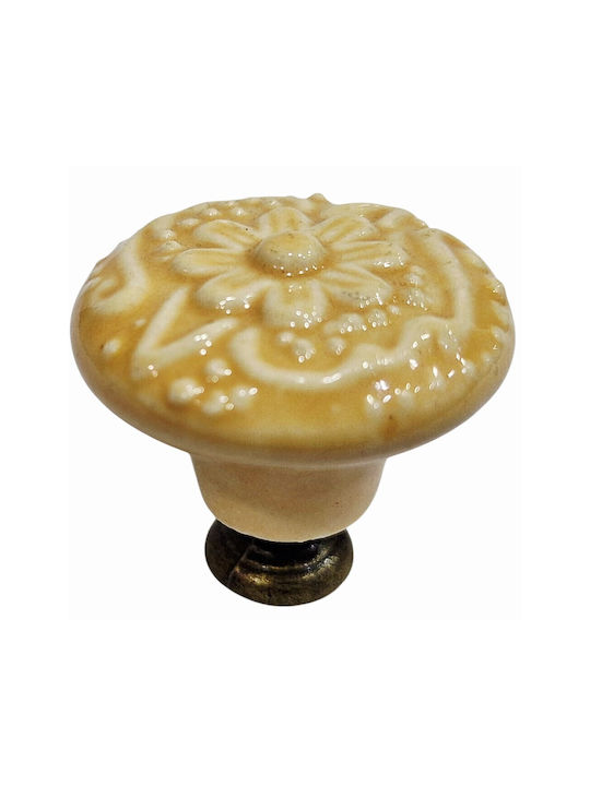 Premier Antique Knob Furniture made of Zamak & Porcelain & Metallic Yellow 35mm (Center Distance 35mm) 11950-000-ARG1 1pcs